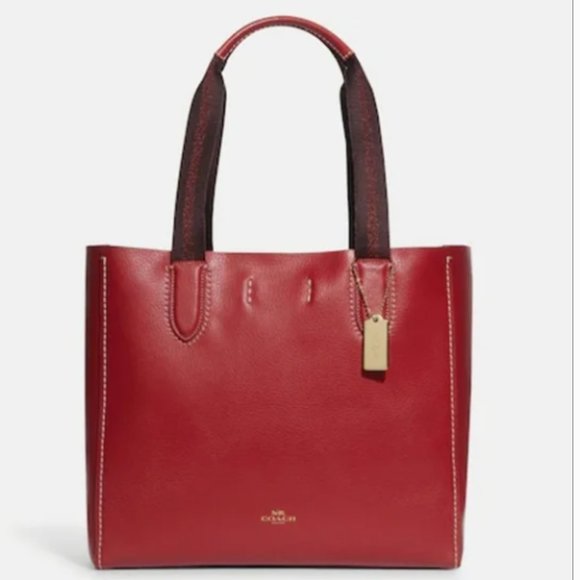 Coach Handbags - COACH Pebbled Leather Derby Tote Shoulder Bag in Gold/1941 Red/Oxblood New